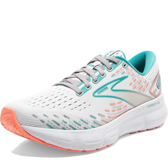 Brooks Glycerin 20 Womens Running Shoes Cushion Breathable White Blue